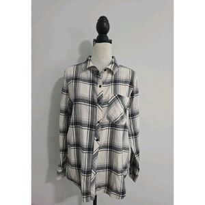 Gap Women's Soft Long Sleeve Hi-Low Hem‎ Relaxed Fit Flannel Size Large NWT